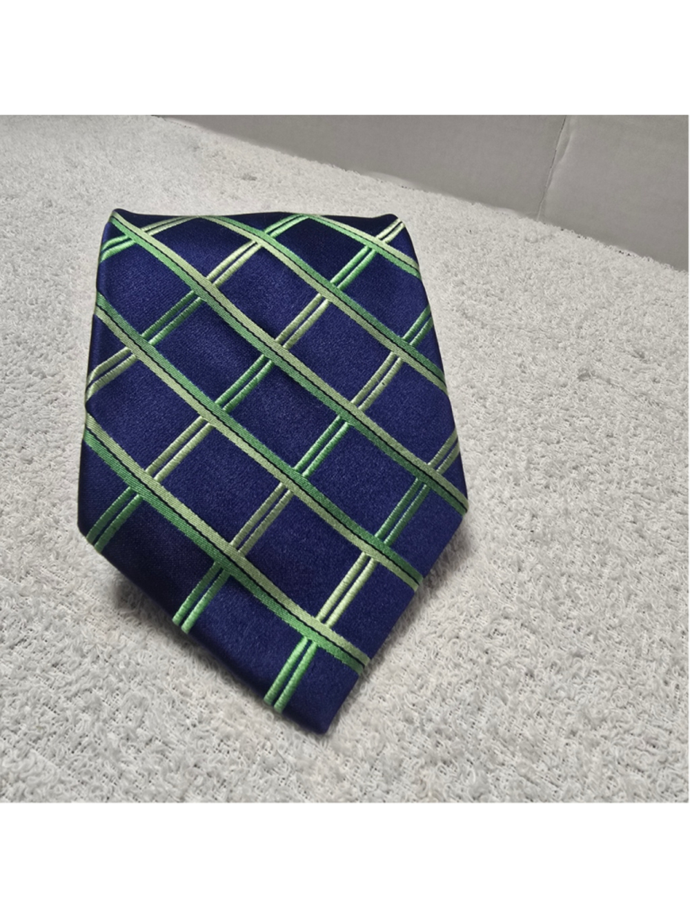 Men's Covington Silk Tie One Size Blue Green Plaid Pattern